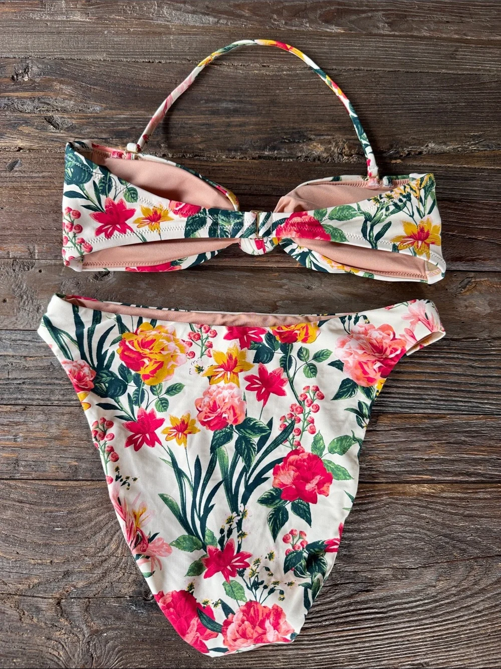 J. Crew floral bandeau high cut leg  cheeky bikini NWOT small